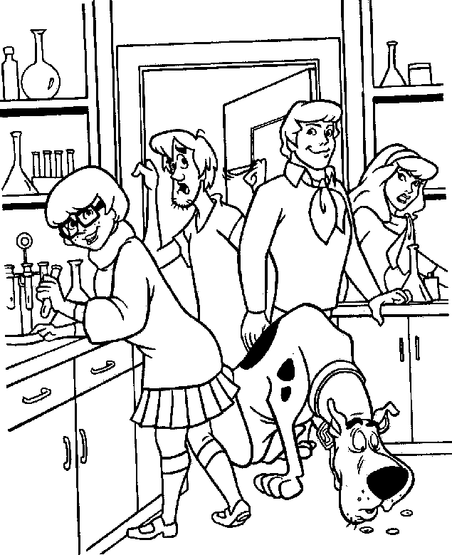 coloriage la bande a scoubidou enquete dans le laboratoire